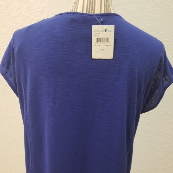 NWT Nordstrom royal blue XS top with lace front - Picture 2 of 4